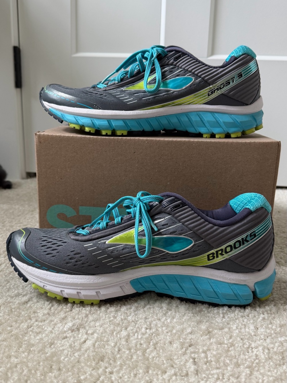 Brooks Women's Running Shoes — Gray with Teal and Lime Accents